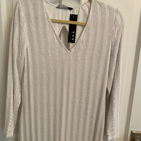 NWT KAS white beaded mini dress - Picture 1 of 3